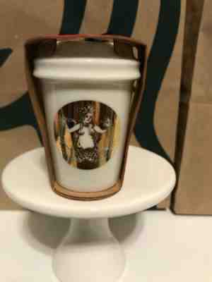 Starbucks 2015 Pike Place ceramic coffee cup Holiday ornament NEW Gold Logo - Sold on eBay Oct, 13th 2019 for $19.95