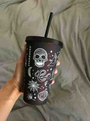 Starbucks 2019 Halloween Skull Tumbler Black Dark Purple 16 Oz Cup  - Sold on eBay Oct, 13th 2019 for $35.00