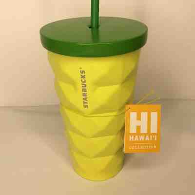 New Starbucks Pineapple HI Hawaii 16 oz Metal Cold Cup Tumbler Yellow - Sold on eBay Oct, 13th 2019 for $39.95