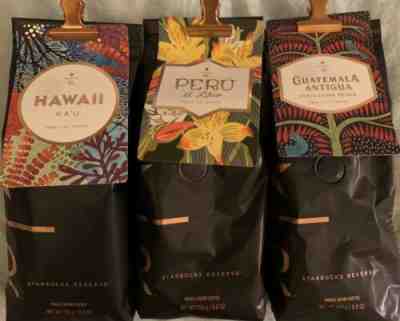 NEW Starbucks Reserve Coffee Beans 3 Different Single Origin Bags 8.8oz Each SIB - Sold on eBay Oct, 13th 2019 for $62.00