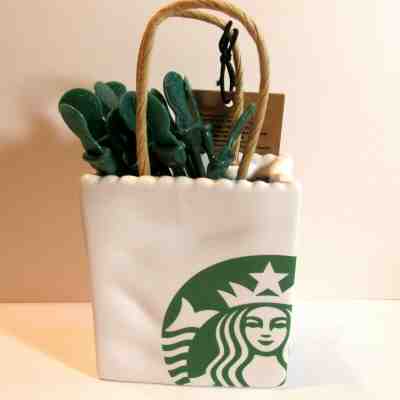 Starbucks Christmas Ornament  Ceramic Tote Bag w Siren  Gift Card Holder 2018 - Sold on eBay Oct, 13th 2019 for $16.79