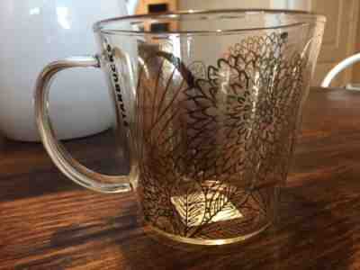 New Fall 2019 Starbucks Clear Glass Gold Butterfly Flower Mug Rare HTF 14 oz - Sold on eBay Oct, 13th 2019 for $29.78