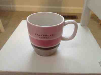Starbucks 2007 Urban Coffee Mug Pink & White Stripe Stainless Steel Base 10oz  - Sold on eBay Oct, 13th 2019 for $16.89