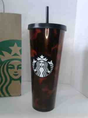 Starbucks Tortoise Shell Acrylic Cold Cup Tumbler Venti 24 oz 2019 Rare w Straw - Sold on eBay Oct, 13th 2019 for $49.99