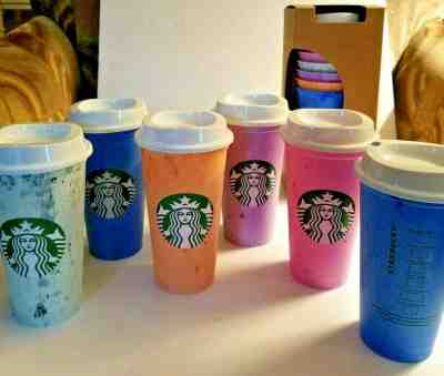 Starbucks Reusable 16 oz Hot Cups 6ct -Marble Color with Lids HEAVY Plastic NEW - Sold on eBay Oct, 13th 2019 for $18.95