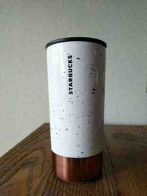 STARBUCKS Slim Tumbler Mug Cork Bottom with Lid Rose Gold White Black 12 oz  - Sold on eBay Oct, 13th 2019 for $45.00