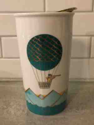 Starbucks 2014 Green Dot Hot Air Balloon Tumbler Travel Coffee Mug Gold Lid 12oz - Sold on eBay Nov, 6th 2019 for $24.00