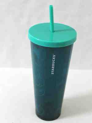 Starbucks 2019 Teal Floral Print Acrylic Cold Cup Tumbler Venti 24oz - Sold on eBay Nov, 6th 2019 for $31.45