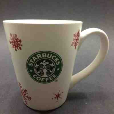 Starbucks Coffee Mug Cup Christmas Snowflakes Red White Logo Matte Finish 2010 - Sold on eBay Nov, 6th 2019 for $35.99