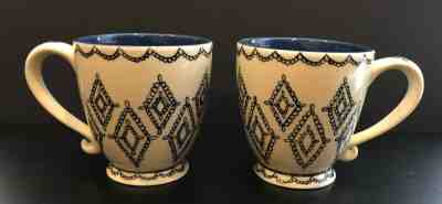 STARBUCKS BARISTA 2002 COFFEE MUGS COBALT BLUE DIAMOND LACE SCALLOP SET OF 2 - Sold on eBay Nov, 6th 2019 for $39.99
