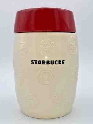 Starbucks Christmas Coffee Canister Jar Container White Red Xmas 2011 - Sold on eBay Nov, 6th 2019 for $26.51