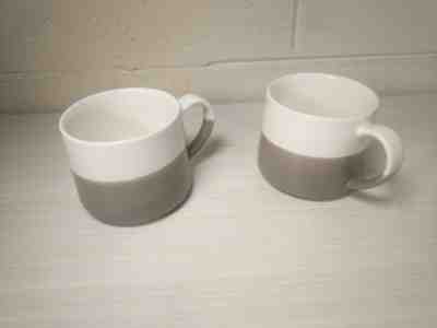 Set of 2 Starbucks Coffee Company 2014 Grey Gray White Dipped Pottery 10oz Mug - Sold on eBay Nov, 5th 2019 for $19.95