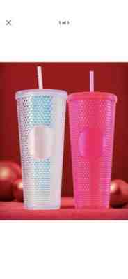 2 NEW STARBUCKS 2019 FALL HOLIDAY Cold Cup Tumbler Neon Pink & Platinum 24 oz - Sold on eBay Nov, 5th 2019 for $85.00