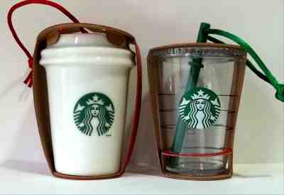 2 x 2014 Starbucks Christmas To Go Coffee Cup Ornament Mermaid White & Cold Lot - Sold on eBay Nov, 5th 2019 for $22.89