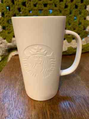 RARE Starbucks Ceramic 16 Oz Coffee Mug 2014 White On White Embossed Siren Logo - Sold on eBay Nov, 5th 2019 for $18.95