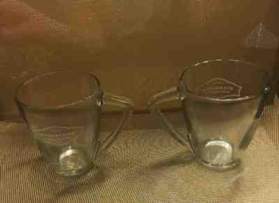 2 Etched Starbucks Coffee Company Clear Glass Mug Cups 4.5" tall Elbow Handle - Sold on eBay Nov, 5th 2019 for $21.99