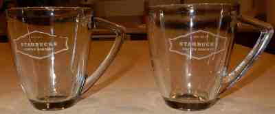 2 Starbucks Coffee Clear Glass Cups Mugs - Sold on eBay Nov, 5th 2019 for $38.88