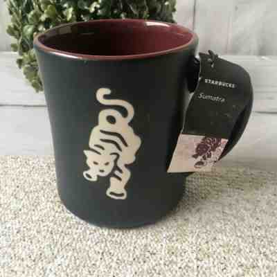 NWT Starbucks Black Matte Sumatra Tiger Mug 2012 Maroon New Bone China Coffee - Sold on eBay Nov, 5th 2019 for $22.00