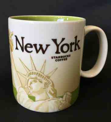 2012 Starbucks Coffee Mug - NEW YORK - Statue of Liberty (white & green) - Sold on eBay Nov, 5th 2019 for $28.86