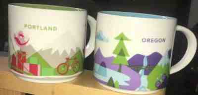 PORTLAND AND OREGON 2015 Starbucks Coffee YAH You Are Here Cup Mug 14 oz  - Sold on eBay Nov, 5th 2019 for $35.00