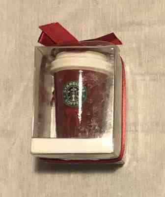 Starbucks 2004 red hot cup ceramic ornament - red bow beneath logo - NIP - Sold on eBay Nov, 5th 2019 for $19.95