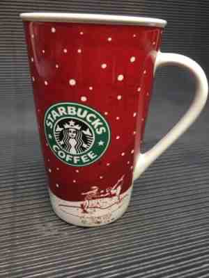 Starbucks Vintage 2007 Large Holiday Ice Skating Red Coffee Tea Mug 16 oz Grande - Sold on eBay Nov, 4th 2019 for $19.00