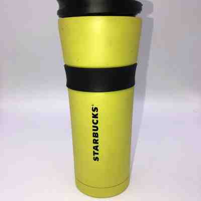 Starbucks 16 Oz stainless steel tumbler. Lime Yellow   Band around tumbler - Sold on eBay Nov, 4th 2019 for $24.00