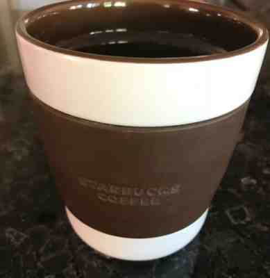 Starbucks 2009 Brown White Ceramic 12OZ Mug Rubber Grip - Sold on eBay Nov, 4th 2019 for $16.50