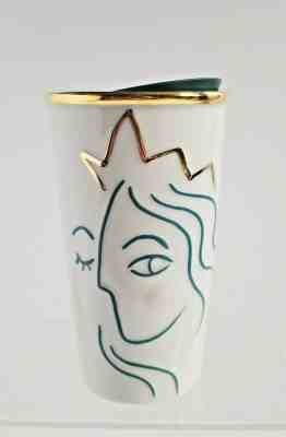 Starbucks Crowned Siren Anniversary Travel Cup 2017 10 oz Ceramic White Teal - Sold on eBay Nov, 4th 2019 for $19.95
