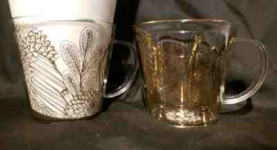 Set Of TWO Fall 2019 STARBUCKS Clear Glass Cups Gold Floral Butterfly Mugs 14oz - Sold on eBay Nov, 4th 2019 for $55.99
