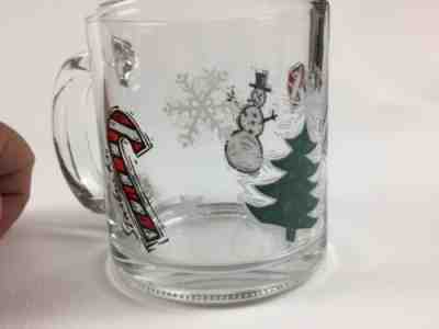 Starbucks Clear Glass Christmas Holiday Coffee Mug Cup Snowman Tree Candy Cane - Sold on eBay Nov, 4th 2019 for $15.99