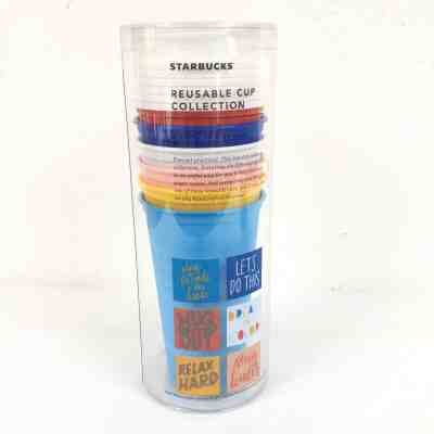 Starbucks Reusable Cup Collection Pack of 6 Designs Lids Summer 2018 Limited - Sold on eBay Nov, 4th 2019 for $39.95