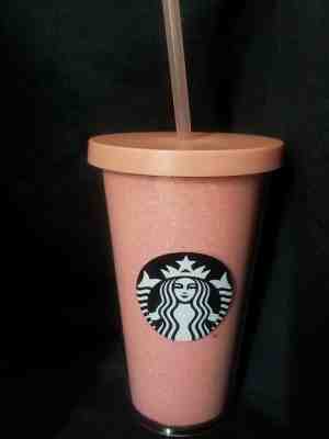 Double Layer Plastic Starbucks Pink Glitter Cold Cup Tumbler Grande - Sold on eBay Nov, 4th 2019 for $69.99