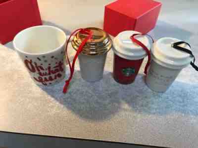 Lot Of 4 Starbucks Holiday Collectibles Oh What Fun Christmas Espresso Ornament - Sold on eBay Nov, 4th 2019 for $27.99