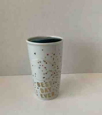 Starbucks 2015 “Best Day Ever” Confetti Tumbler 10oz Travel Mug With Lid EUC - Sold on eBay Nov, 4th 2019 for $16.00