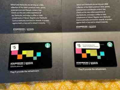 STARBUCKS Co-Branded 2011 YAHOO Gift Cards w/ Sleeves Lot of 2 - Sold on eBay Nov, 4th 2019 for $145.59