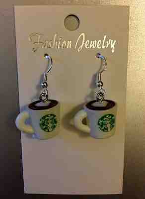 STARBUCKS LOGO Coffee Cup Earrings with .925 Sterling Silver Hooks New on Card - Sold on eBay Nov, 4th 2019 for $17.99