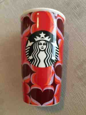 2019 New Starbucks Valentine Heart Ceramic Travel Mug Tumbler Cup 12 Oz. - Sold on eBay Nov, 3rd 2019 for $16.50
