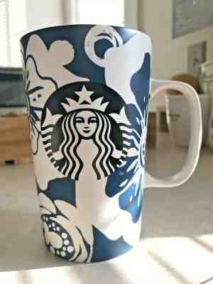 2015 Starbucks Tall Coffee Mug Mermaid Logo White Blue Flowers Retired Edition  - Sold on eBay Nov, 3rd 2019 for $18.88