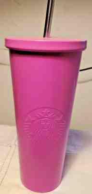 Starbucks Grande Pink Cold Cup Stainless Steel 24 oz Tumbler & Straw - Sold on eBay Nov, 3rd 2019 for $24.99