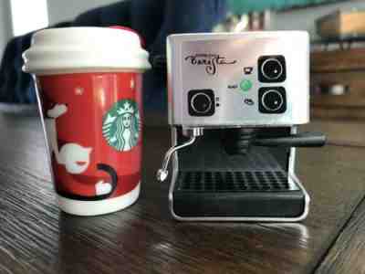 Starbucks Christmas Ornaments 1999 Barista Espresso Machine & 2011 Boy With Dog - Sold on eBay Nov, 3rd 2019 for $47.99