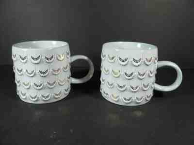 2 Starbucks Silver Anniversary Raised Mermaid Scales Coffee Mugs 2016 - Sold on eBay Nov, 3rd 2019 for $29.99