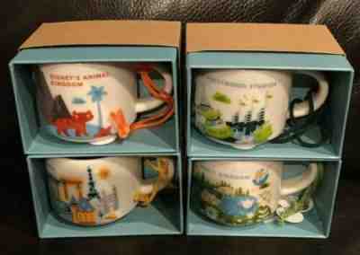 New Disney World Starbucks 2" Ceramic Mug Ornaments Complete Set of 4 Parks - Sold on eBay Nov, 3rd 2019 for $49.99