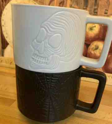 Starbucks 2019 Halloween Ceramic Mug Set of 2 Mugs Spiderweb Black Skull White - Sold on eBay Nov, 3rd 2019 for $34.92