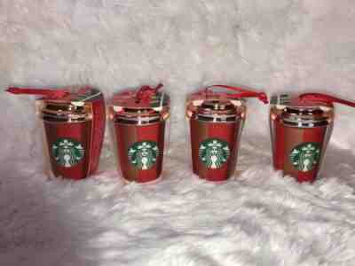 Starbucks Red Cup Stripe Ornament Cold Cup 3” 2018 Holiday Collection 4 Pieces - Sold on eBay Nov, 3rd 2019 for $20.00
