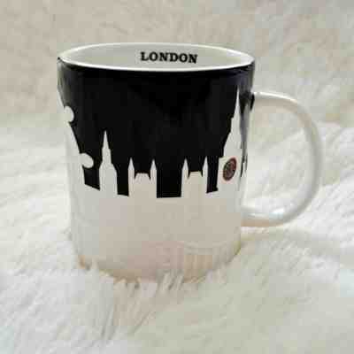 Starbucks City Mug, LONDON, Relief Collection, Black-White, New with SKU, 16 oz.