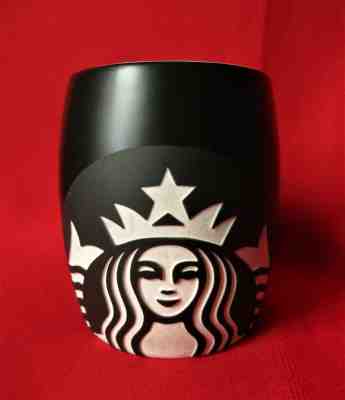 2011 Starbucks Black Matte Barrel Coffee Mug/Cup Etched Mermaid Logo~Unused - Sold on eBay Oct, 31st 2019 for $17.65