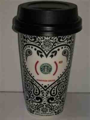 STARBUCKS Ltd Ed Jonathan Adler Product Red 12 oz Coffee Tumbler Travel Mug Cup - Sold on eBay Oct, 31st 2019 for $23.99