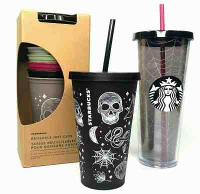 Starbucks 2019 Halloween Collection - Glitter / Skull Tumbler, Reusable Hot Cups - Sold on eBay Oct, 29th 2019 for $44.95
