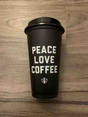 New Starbucks Peace, Love, Coffee Cup Limited Edition Black Tumbler Rare NWT - Sold on eBay Oct, 29th 2019 for $24.99